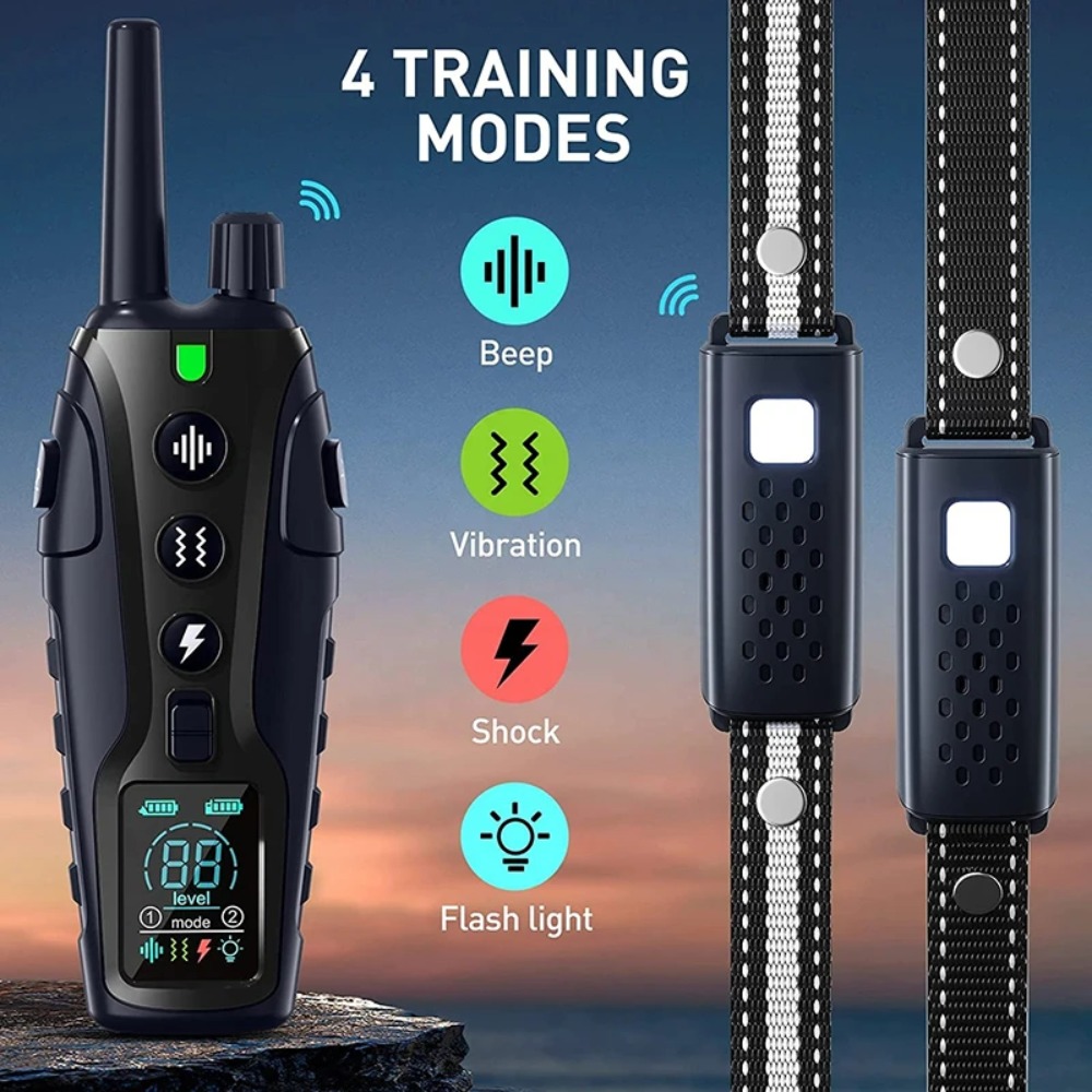Color Screen Dog Trainer Super Long Remote Control Dog Trainer Waterproof Battery Display Stop Barking Electric Shock Collar