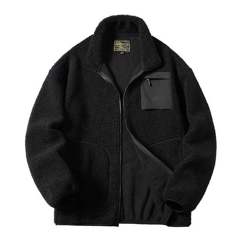 Men Thicken Fleece Padded Coat Berber Fleece Jackets For Men Vintage Stand Collar Polar Fleece Wintre Jacket Warm Tops X241015