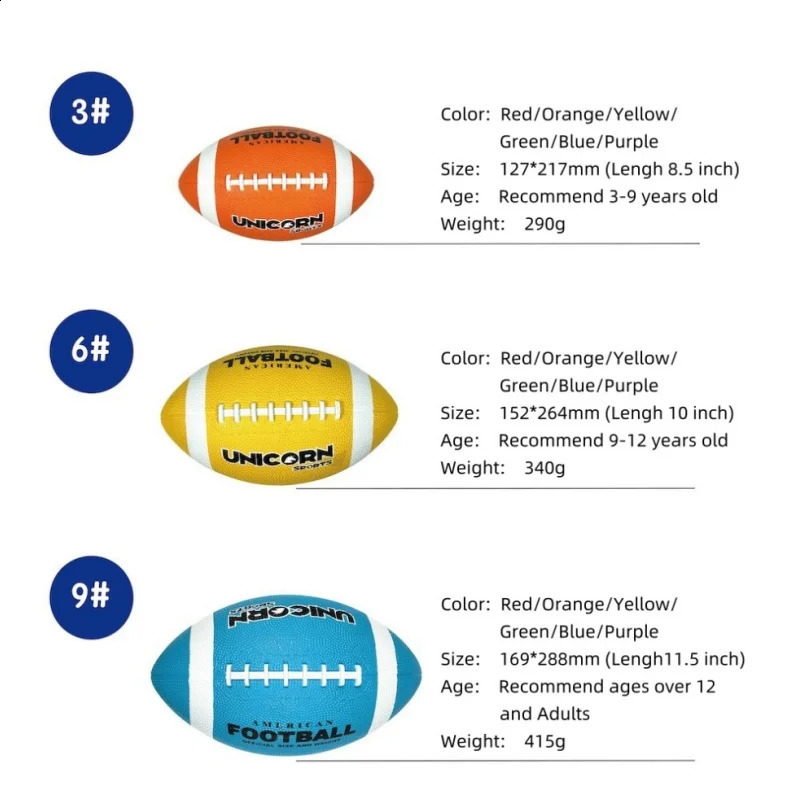 American Football Rubber ball Rugby for junior youth beginning trainning for children kids outdoor playground 241015