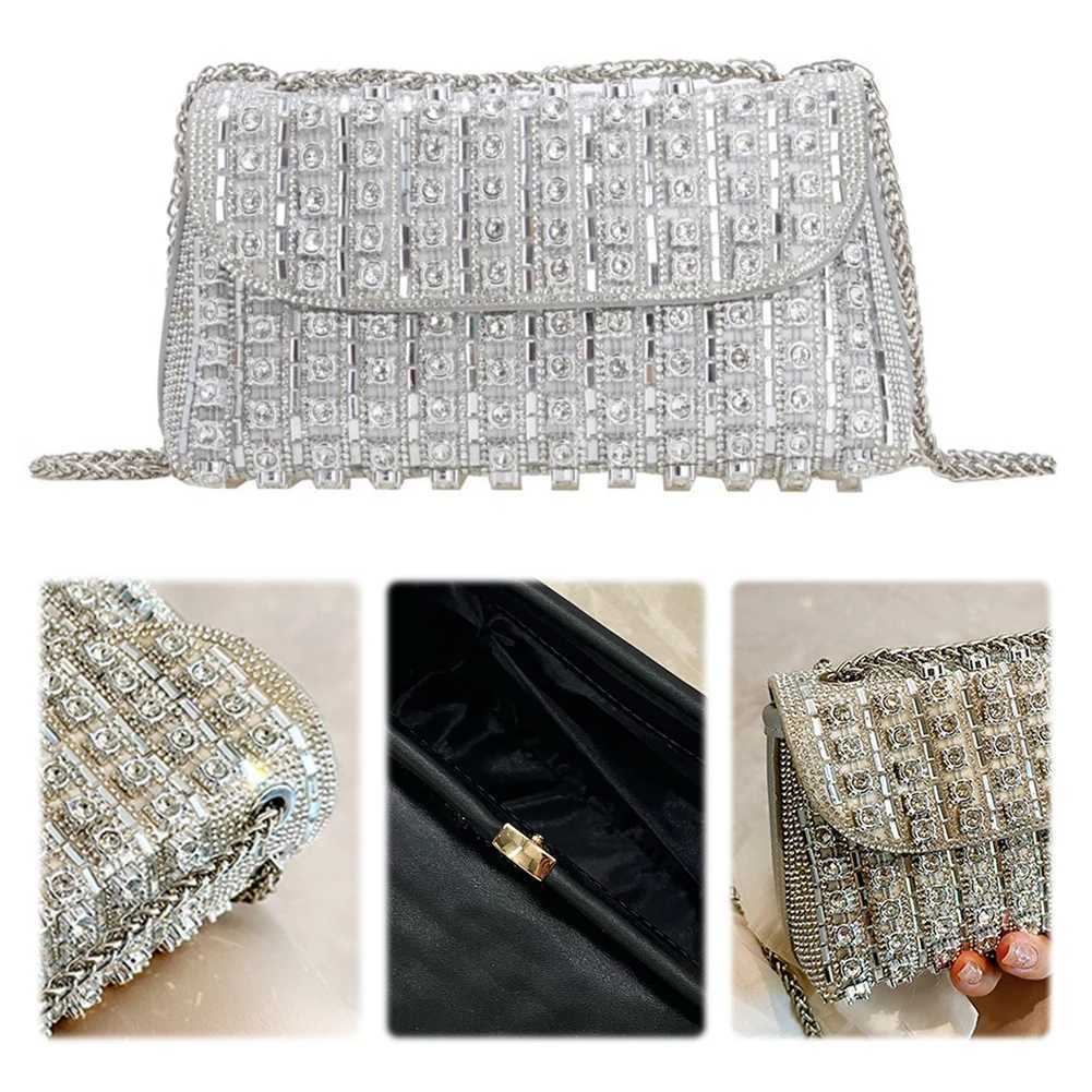 Shoulder Bag for Ladies with Chain Handbag Adjustable Strap Crossbody Sparkling Clutch Wedding Party Prom 241015