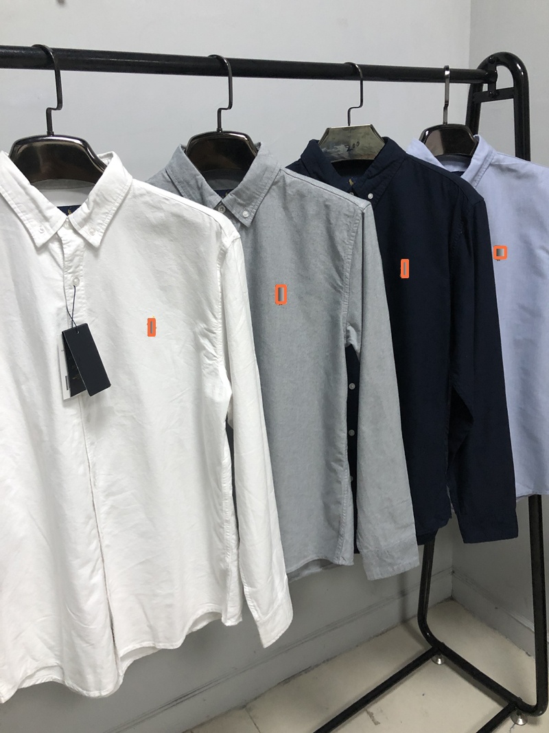 Mens Pure cotton polo Dress Casual Shirts s Slim Silk Designers T-shirts Long Sleeve fashion t business clothing plaid brands Multiple color