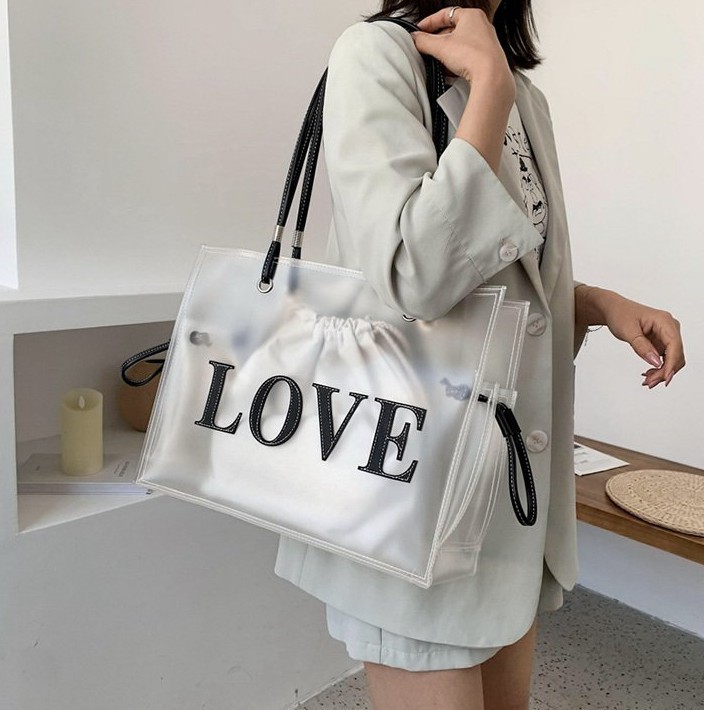 Free Shipping Designer Shoulder Casual Totes Waterproof PVC Bag For Women 2024 Summer Beach Travel Handbag Large Capacity Clear Designer Bag Luxury Ba