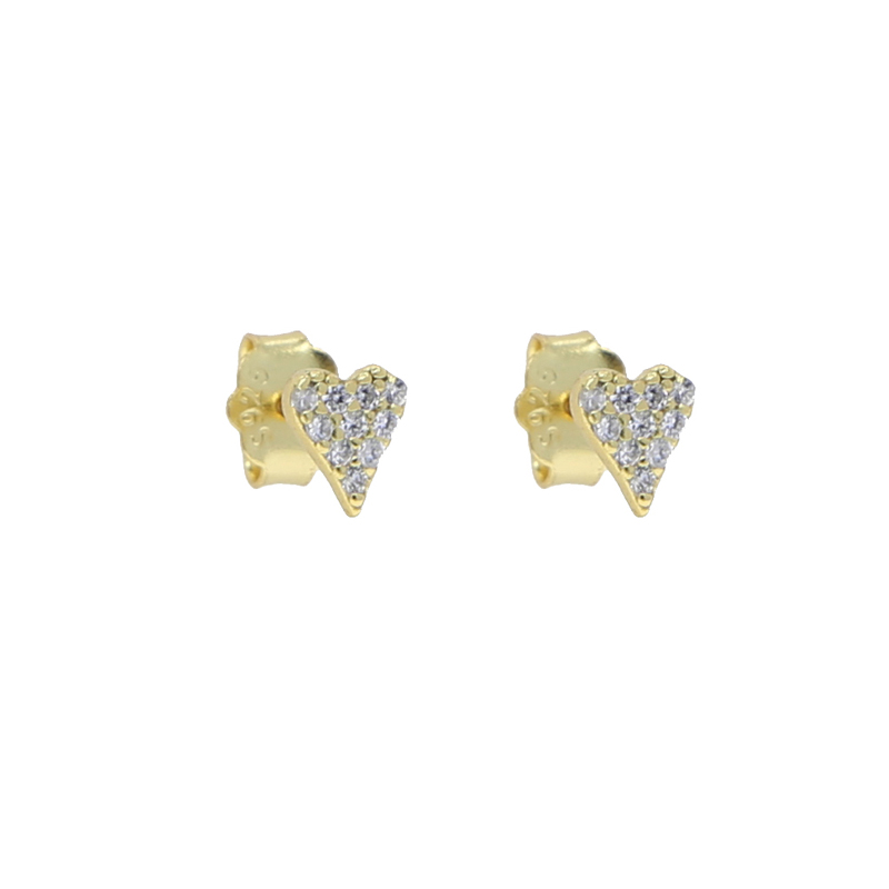 Sterg Sier Mini Love Heart Stud Earrings for Women with Cubic Zirconia