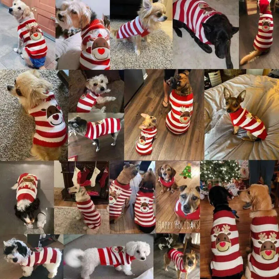 Pets Reindeer Warm Cute Cartoon For Costume Christmas Sweater Puppy And Cat Jumper Knitwears Winter Dog Clothes 285