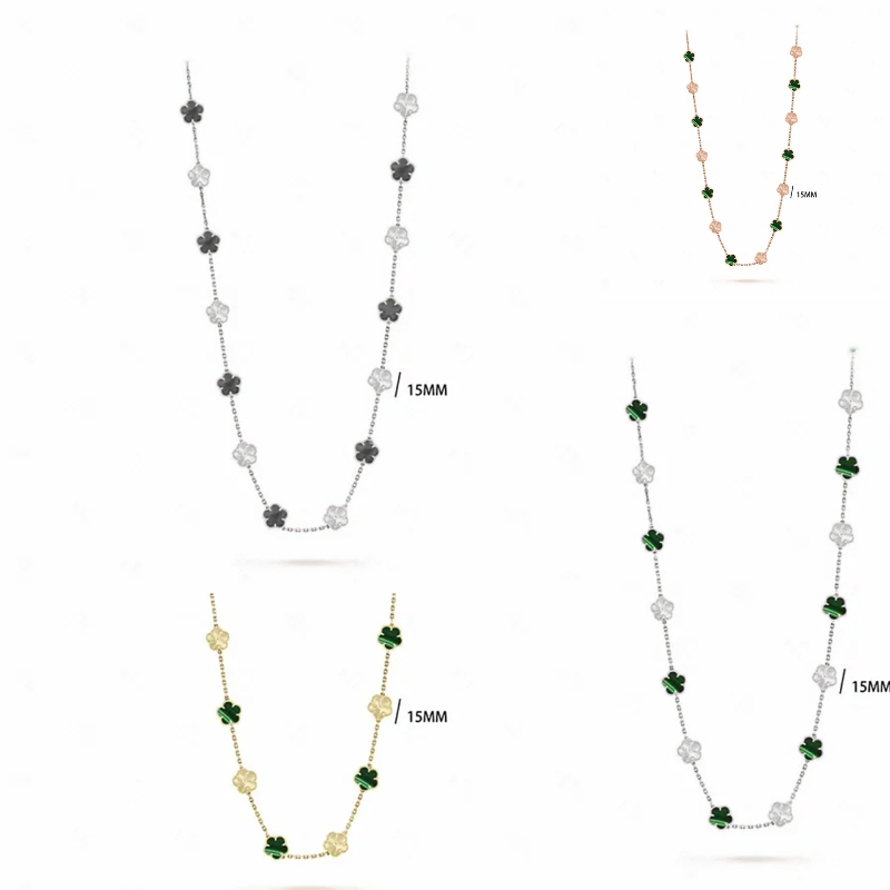 20 flowers leaves clover pendant necklace desinger jewelry gold box chain mother of pearl 925 sterling silver jewelry luxury necklace for women leaf necklace gift