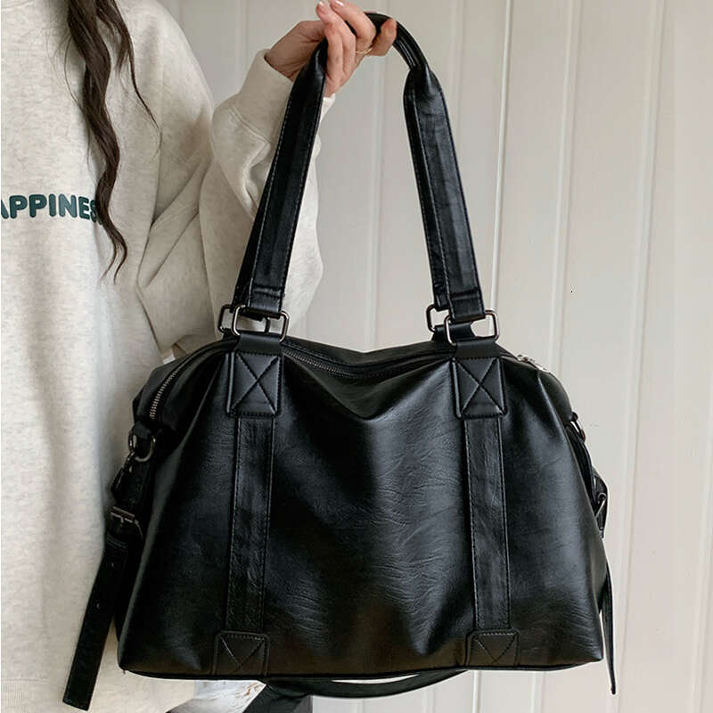 Large Capacity Vintage Ladies Messenger Bag Simple Women's Travel Shoulder Bags Soft PU Leather Female Handbags Big Tote Purse s