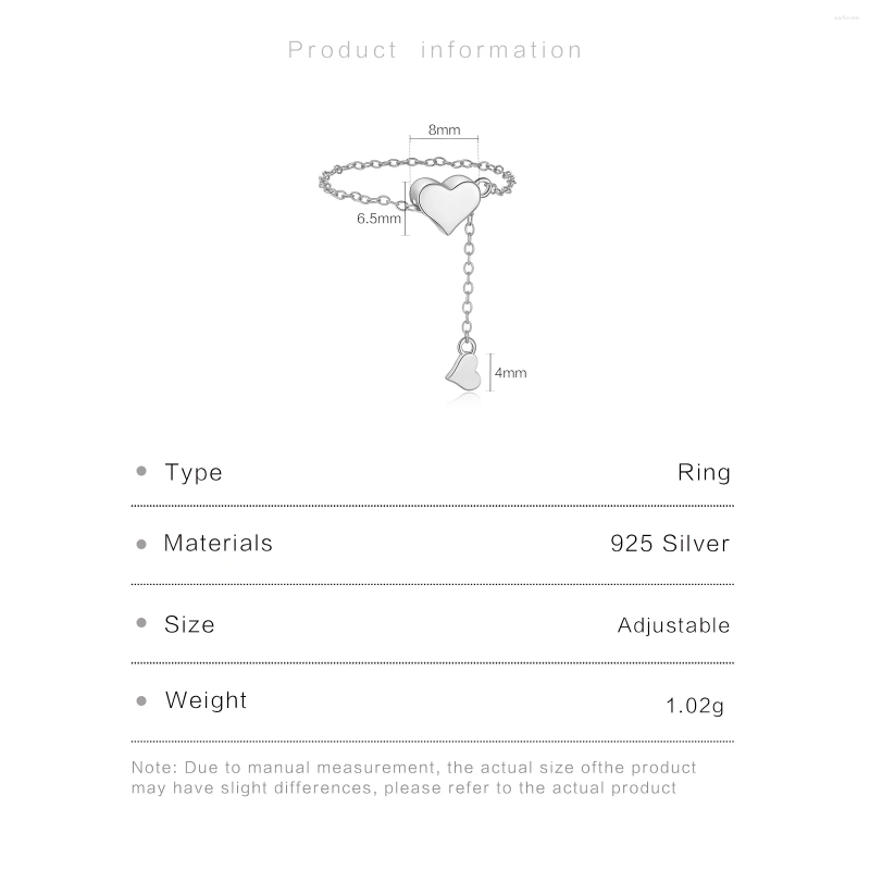 Cluster Rings Sterling Sier Heart Adjustable Flexible Pulling Silica Stopper Transformer Plain Ring Women 2024 Wedding