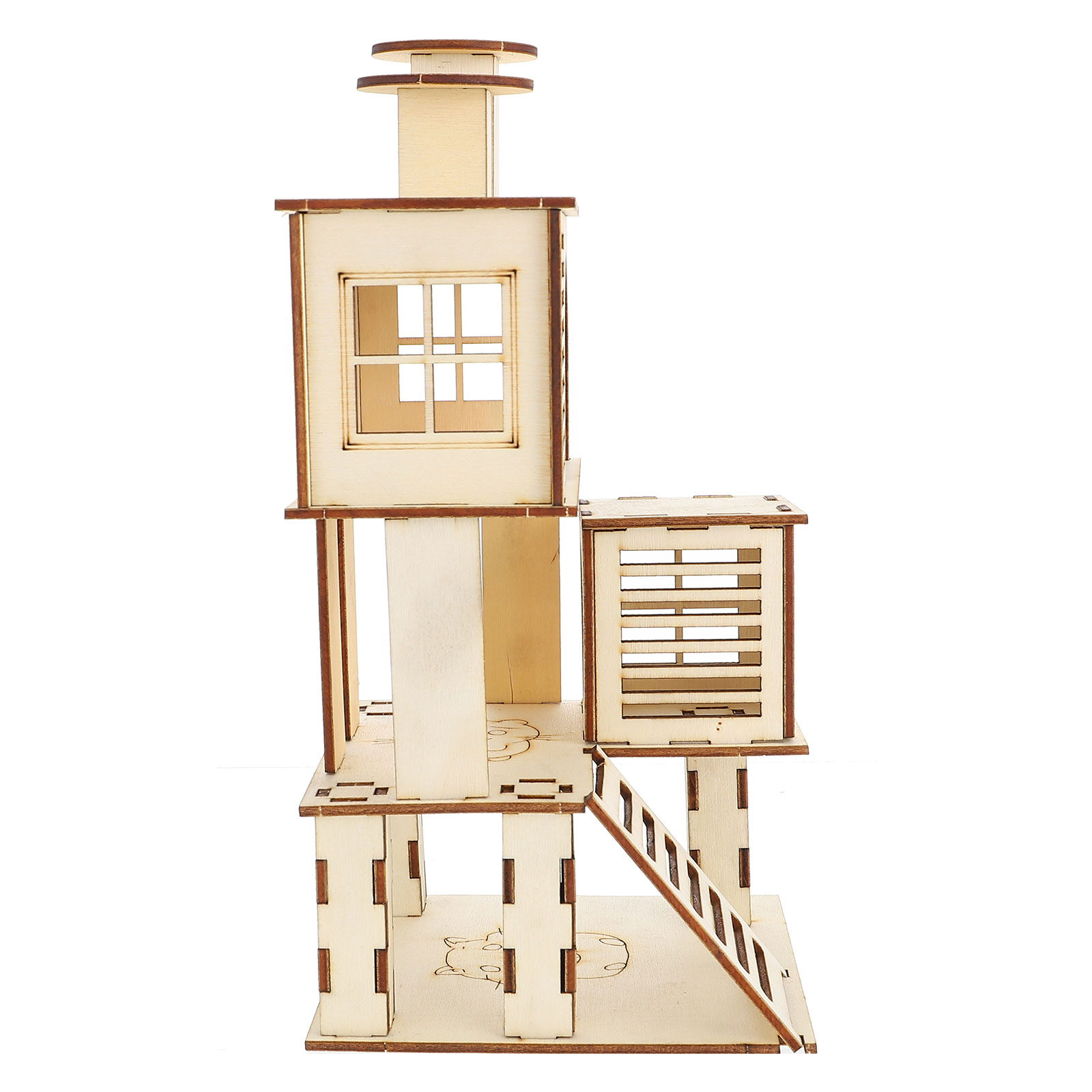 Premium Hamster Wooden Ladder House Habitat Pet Exercise Playground with Platform Fun and Safe for Small Pets
