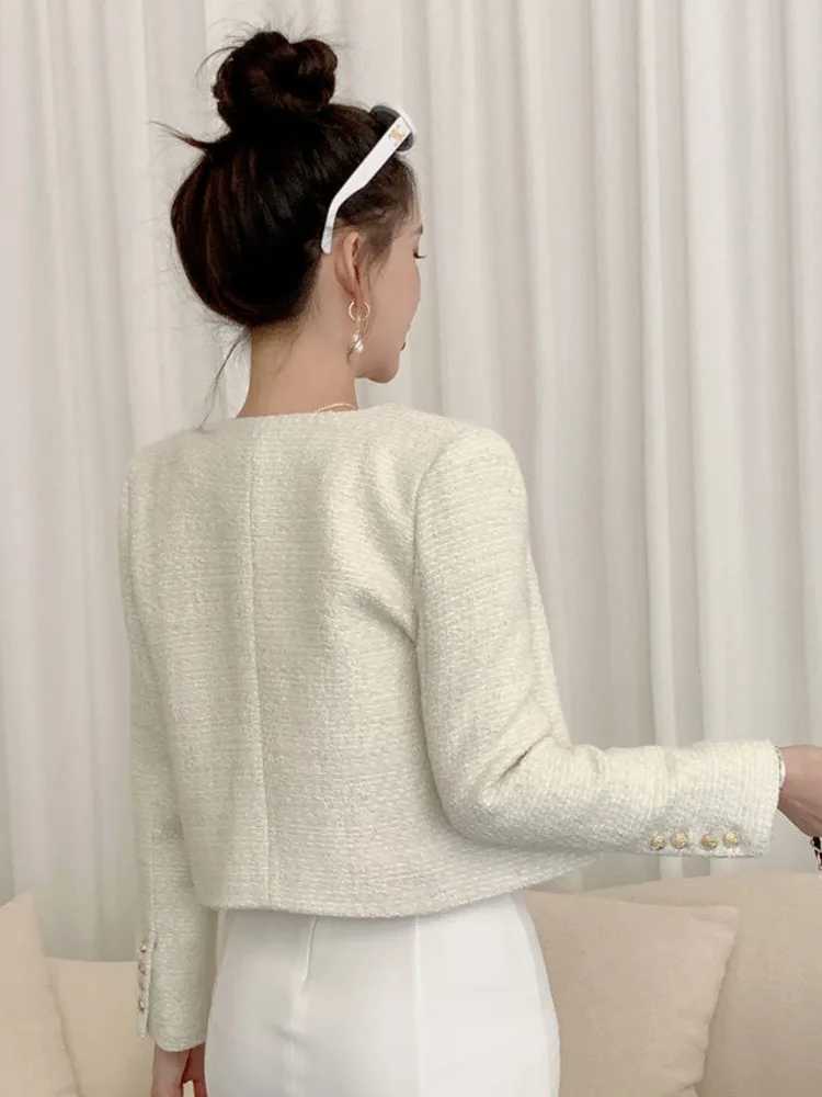 French Fashion Small perfume Coat Womens Autumn Winter Korean Fashion Casual Slim Tweed Jacket Womens Wool Short Coat W241015
