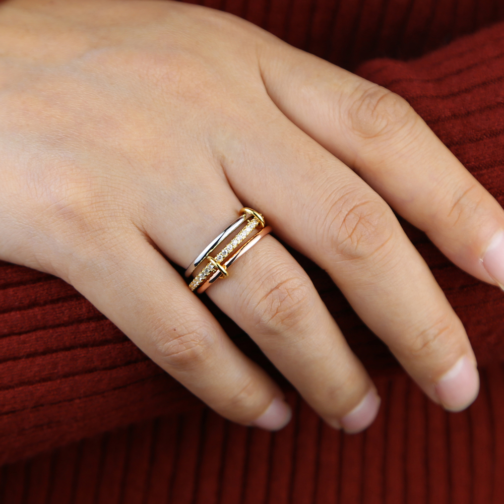 Stacking Engagement Band Rings For Women Plain Micro Paved 5A CZ Mix Color Multi Pieces Stack Full Finger Jewelry