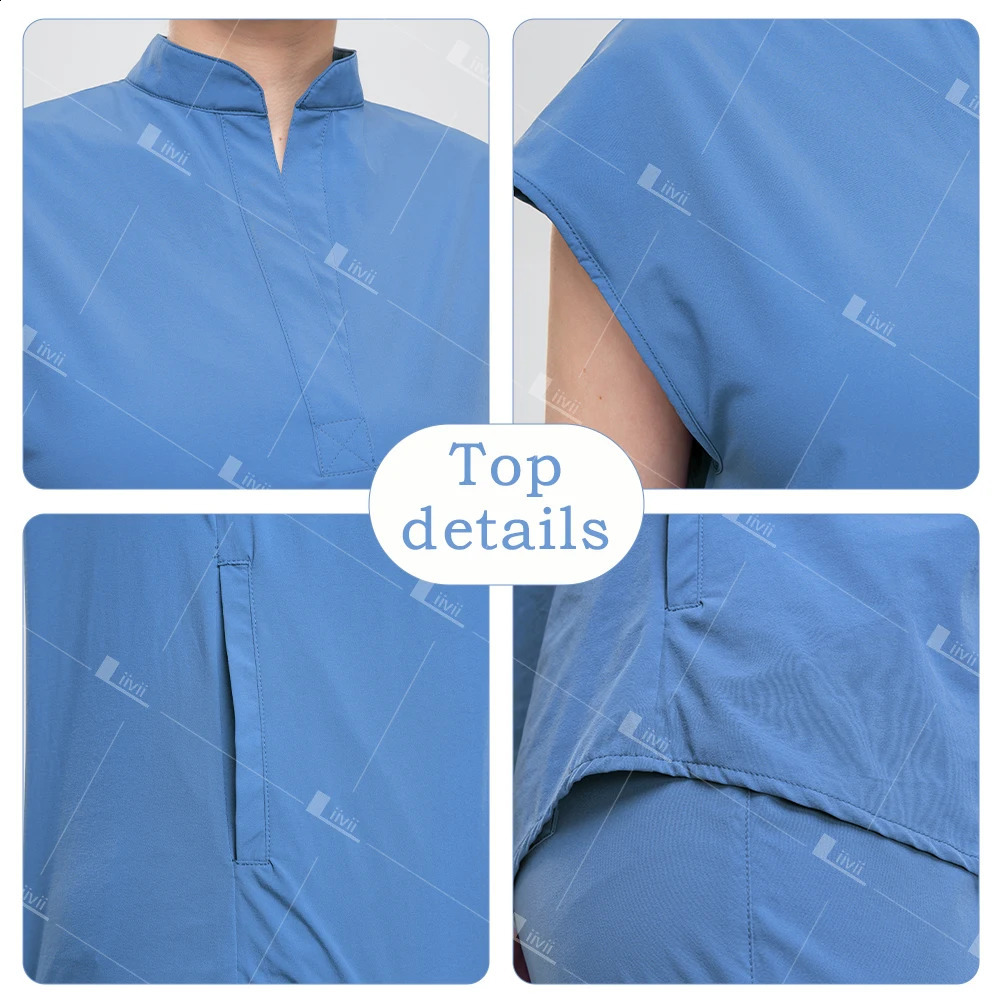 Scrubs Uniform Suit Short Sleeve Fashion Topjogger Pants Set Nursing Uniform Women Multicolor Pet Doctor Scrub Workwear 241014