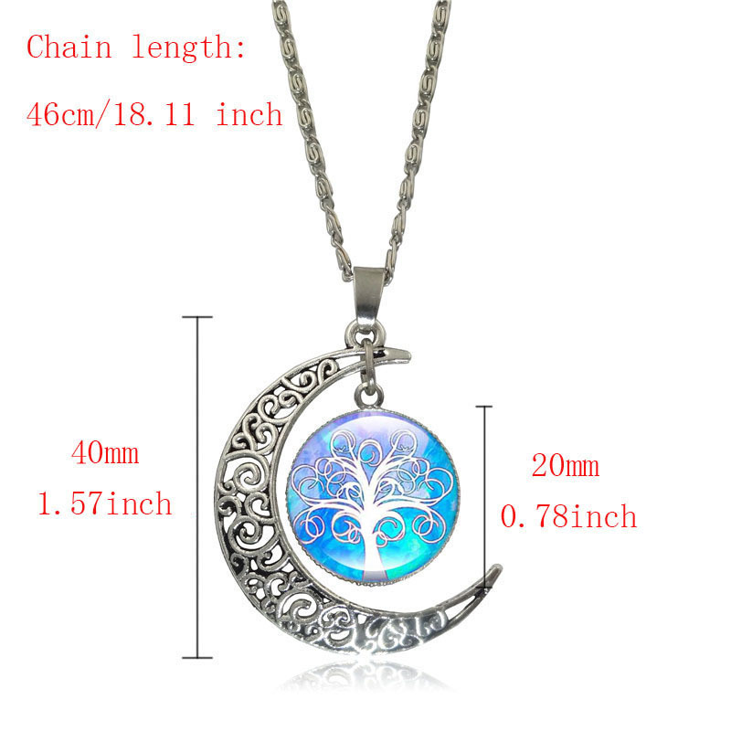 Tree of Vintage Life Necklaces: Hollow Moon Pendant Jewelry (2024 Collection) 4