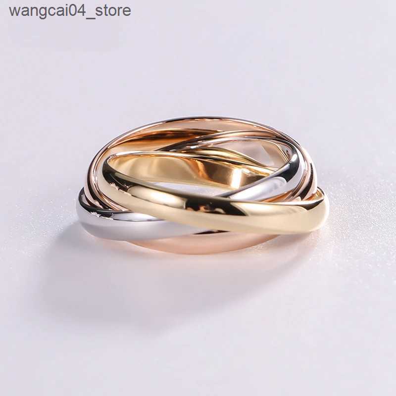 Couple Rings Sterling silver rose gold Internet tricolor ring L240910