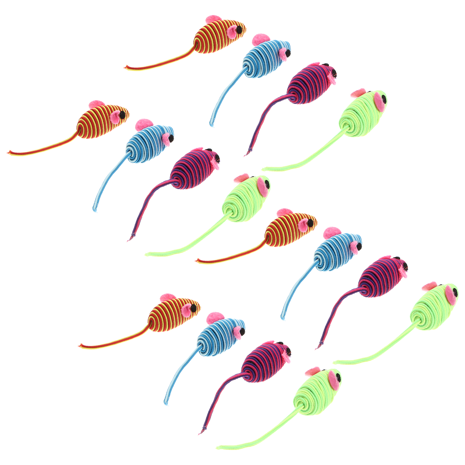 Cat Mouse Toys, Cat Toys Set, Interactive Cat, Cat Teaser Elastic Rope Mouse for Cats Kittens Random color( 12pcs )