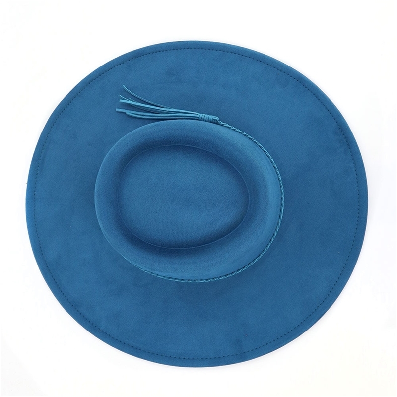 Suede Concave Top 10CM Big Wide Brim Fedora Hats for Women Men Classic Felt Party Church Hats Wedding Dress Boater Jazz Cap 241014