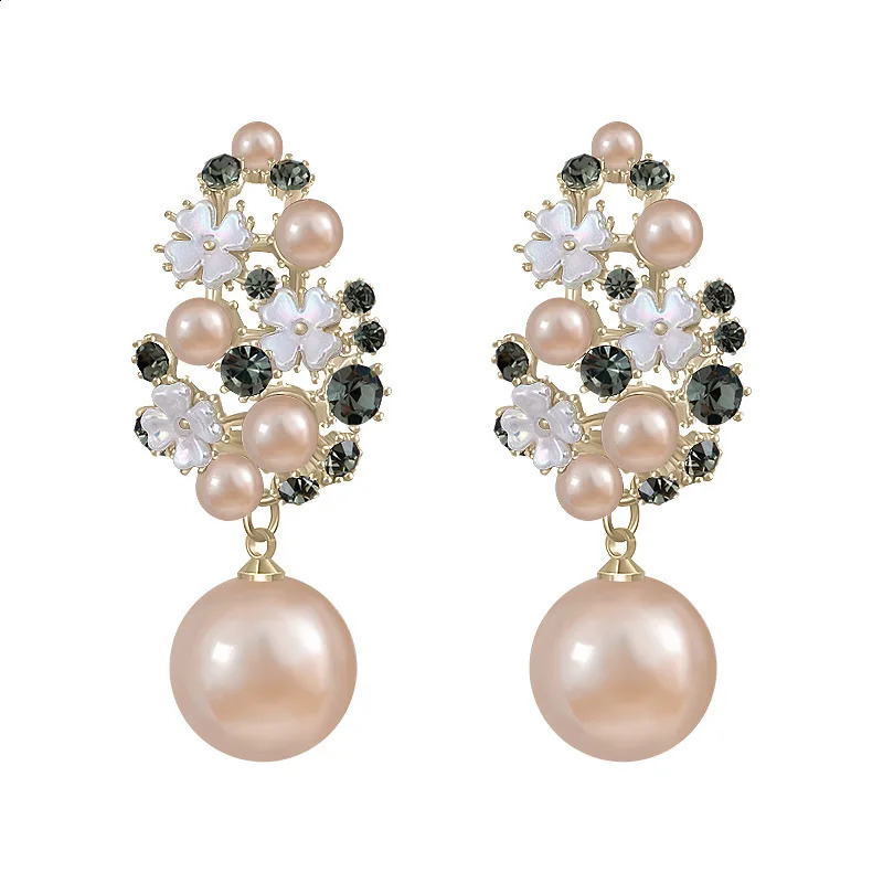 Contracted Temperament Hollow Metal Flowers Drop Earrings Fashion Sweet Elegant Fine Pearl Women Custom Jewelry 241014