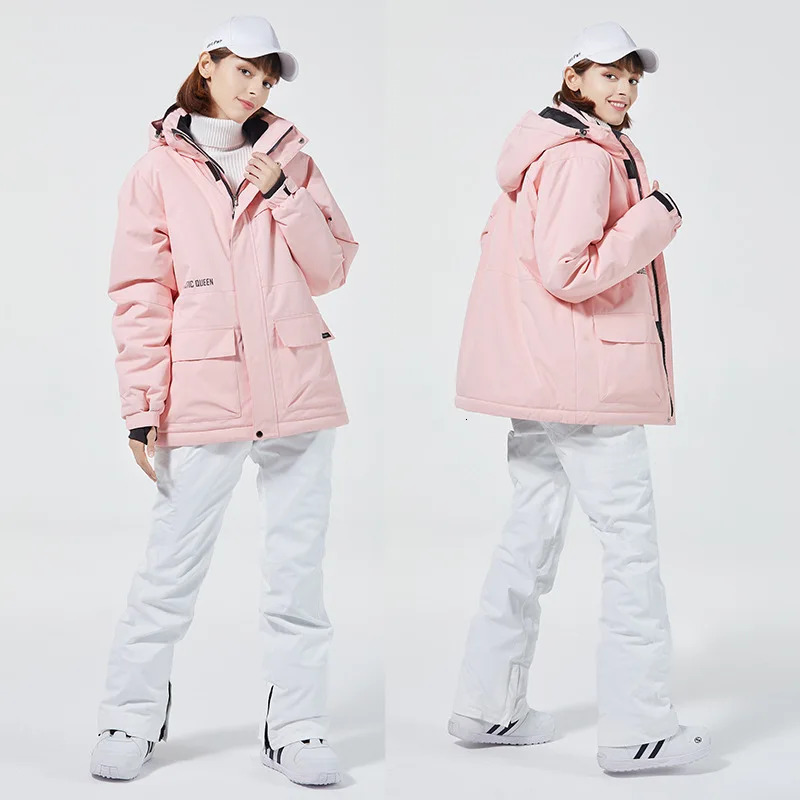 10K Pure White Women Ski Suit Couple Snowboard Clothing Sets Waterproof Windproof Winter Skiing Jacket Pant Female Snow Overalls 241007
