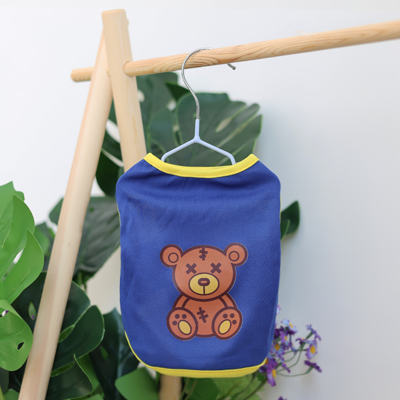 Pet Spring/Summer Breathable Thin Anti Stripping Handsome Tank Top for Dogs, Cats, Cats, Universal Cartoon Bears, Fashionable Cu