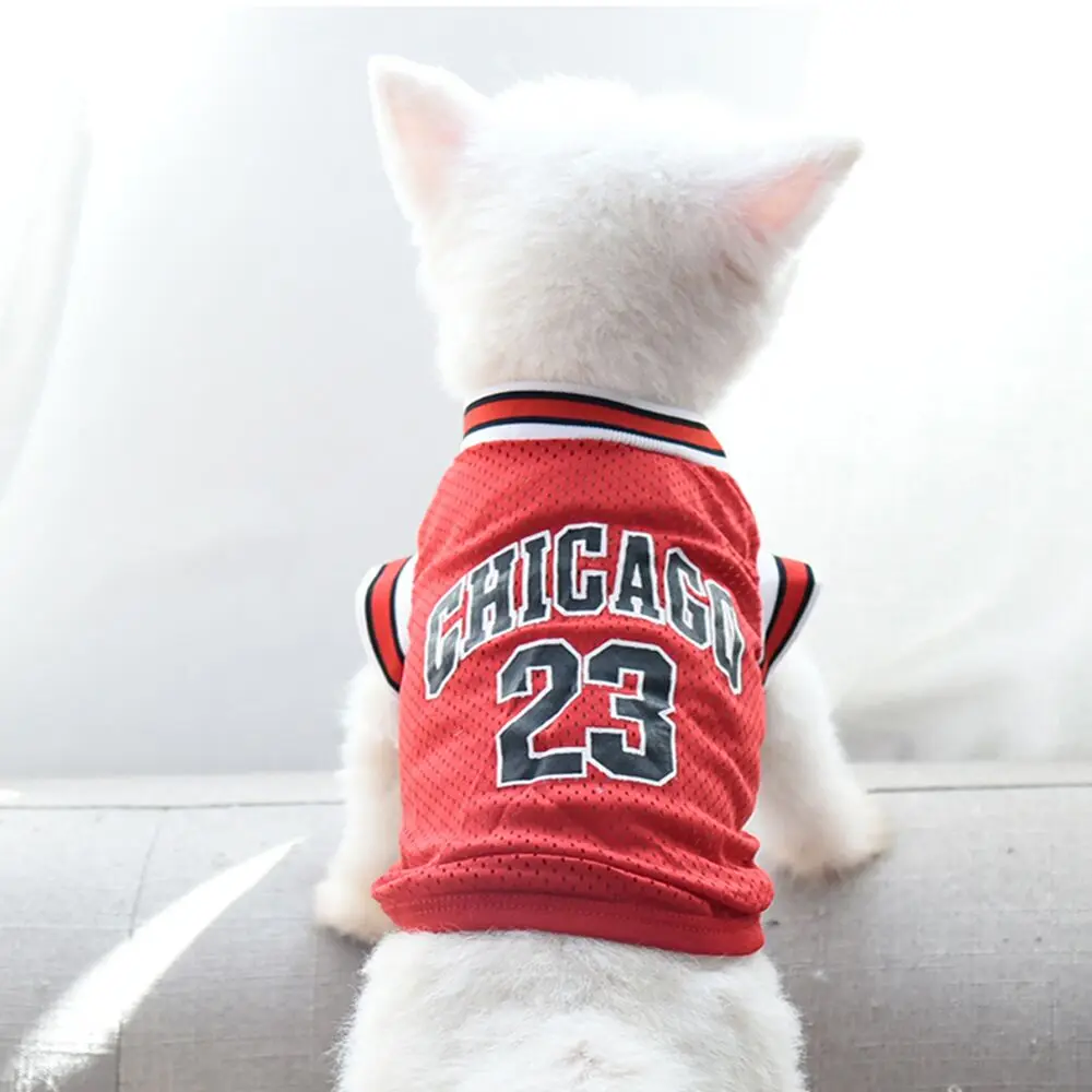 Mesh Breathable Dog Clothes Vest Schnauzer Teddy Sport Large Dog Pet Cat Shirts Jersey Basketball Clothing Puppy T-Shirts Summer