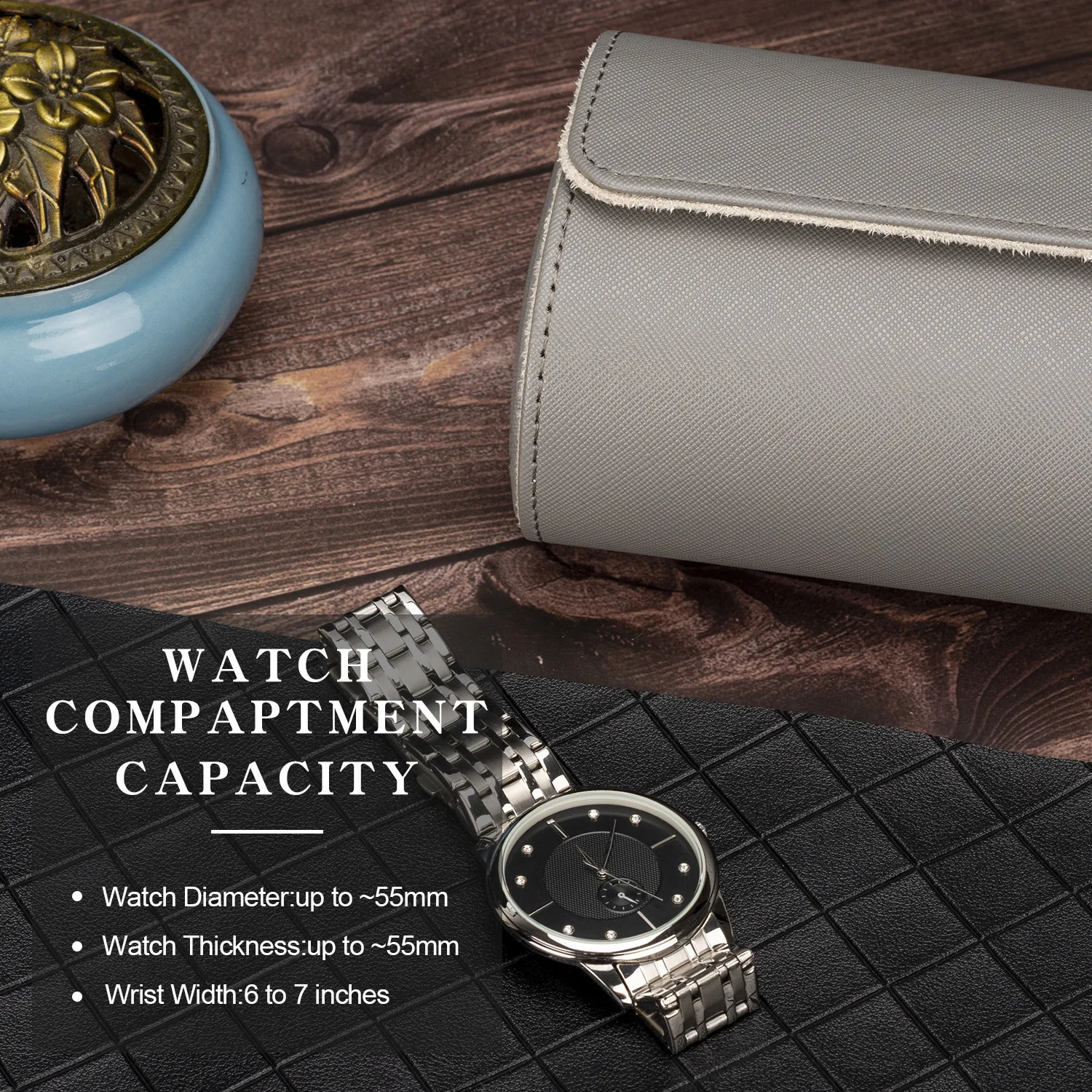 Used for storing organizers watch roll travel case scratch resistant 3-seater mens watch box and womens jewelry necklace bracelet display 241011