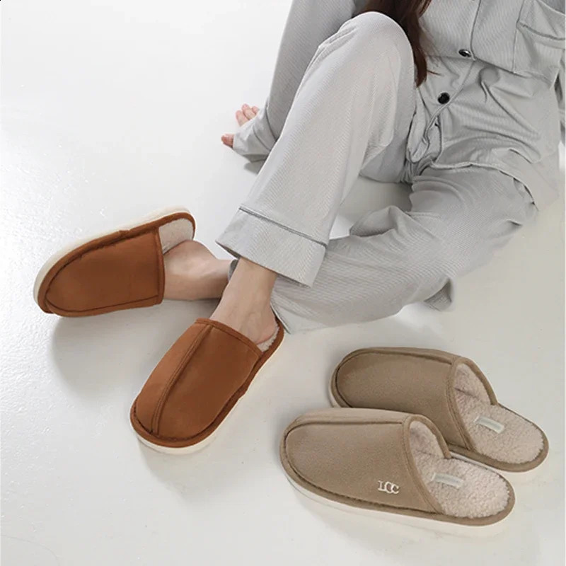 Classic Unisex Plush Slippers: Warm Anti-Slip Indoor House Shoes Men & Women, Perfect for Autumn and Winter