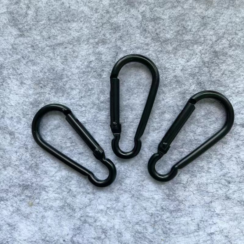 Large Black Elektroplating Mountaineering Carabiner Key Ring with Durable Springs