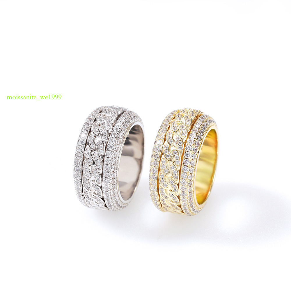 Pass Dia Tester S Sterg Sier Iced Out VVS Moissanite Men Ring and Rappers Hip Hop Jewelry With GRA Certificate