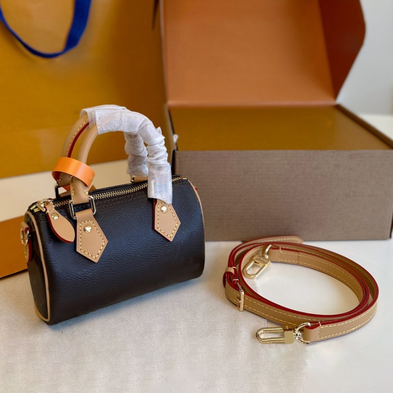 Top Designer Shoulder Bag Women Mini Leather Denim Crossbody Bags Luxury Clutch Embossed Tote sac luxe Purse Brown Flower Handbag 16CM