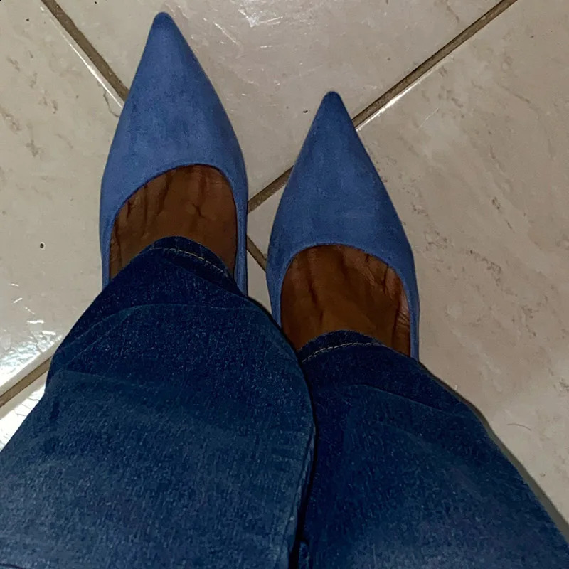 Plus Size 34-43 Women 9cm High Heels Pumps Stripper Flock Escarpins Lady Wedding Bridal Heels Evening Green Blue Yellow Shoes 241015