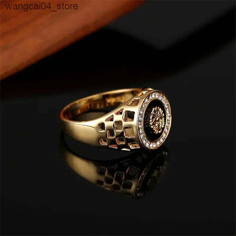 Couple Rings Korean creative medusa ring men inlaid zircon fashion leading ring women punk style jewelry lovers gift wholesale L240910