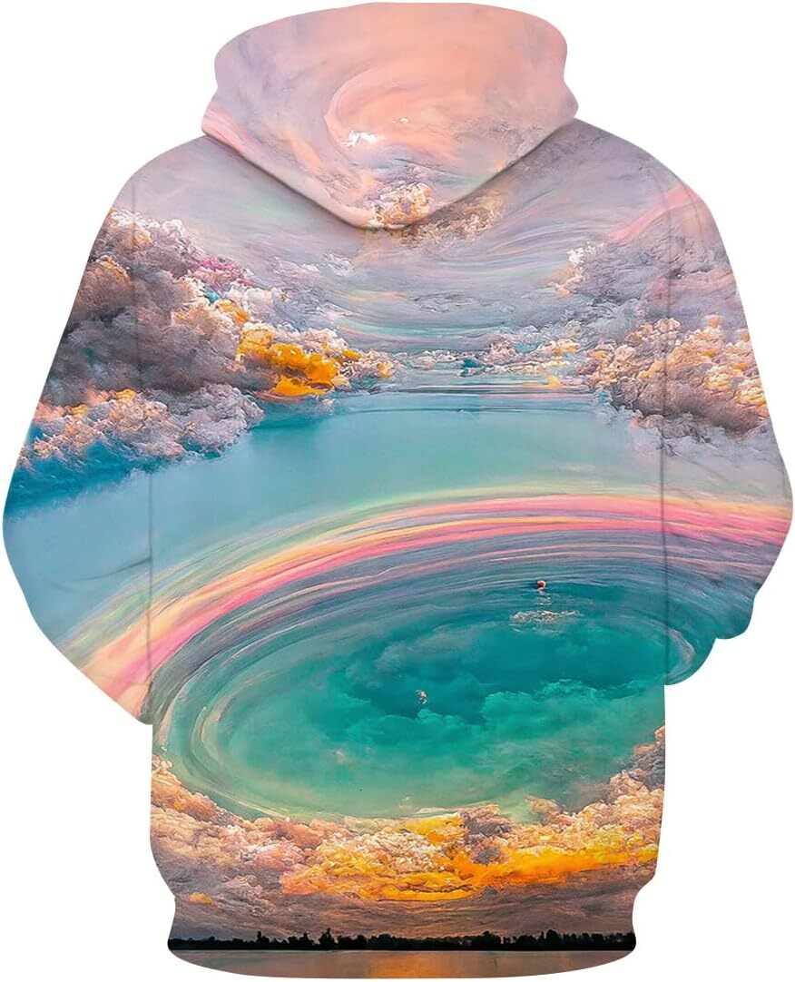 Hoodie for Mens Womens Rainbow Tie Dyed Hoodie 3D Art Printing Cherry Blossom Vortex Pattern Pullover Hoodie Graphic Hoodies sweatshirt Pullover Long 