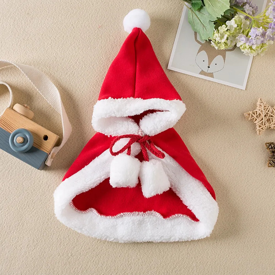 Pet Santa Christmas Cosplay Elk Dog Puppy Hoodie Coat Clothes Soft Plush Warm Cloak Outfit For Small Dogs Cats Costume s 6f5