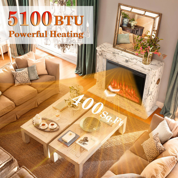 Adjustable Electric Flame Fireplace Insert for Walls - 34/37 inch Size