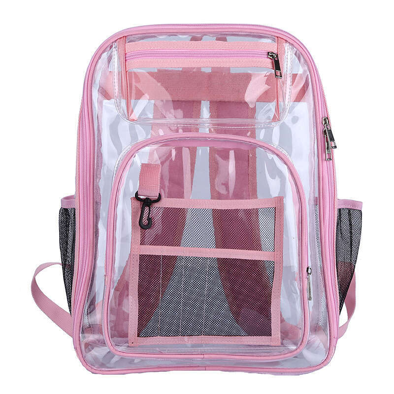 Transparent PVC Korean Backpack Large Capacity Waterproof Zipper Multi Sand Men's School Casual Women's Travel Bag