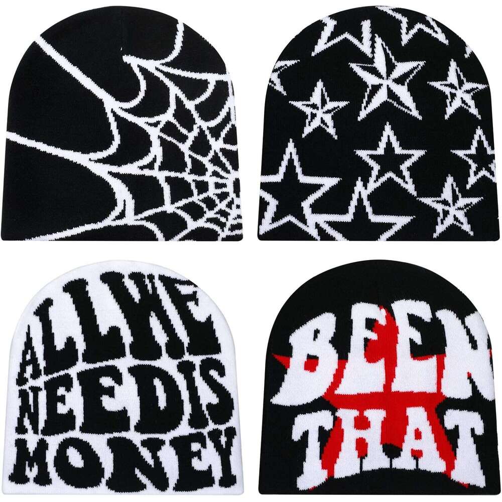 4 Pcs hat Ramede bonnet Double Side Graphic Acrylic Knitted Hat Beanie for Women Men yes Accessories