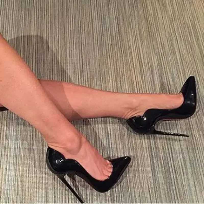 Pink Curl Upper Women Patent Pointed Toe Stiletto High Heels Sexy Ladies Party Dress Shoes Club Dance Pumps Plus SizeXJ250221