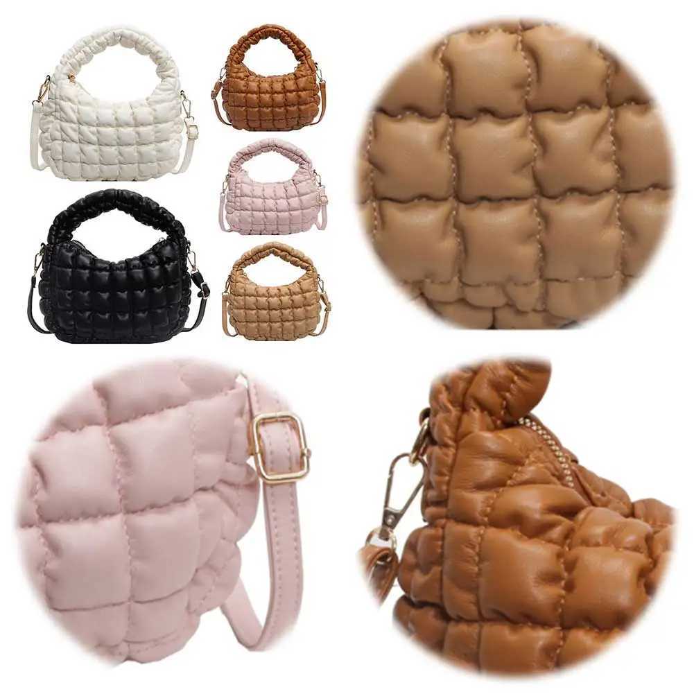 Ladies Pu Puffer Tote Bag Quilted Large Capacity Fashion Shoulder Solid Color Trendy Handbag Padding Purse 241015