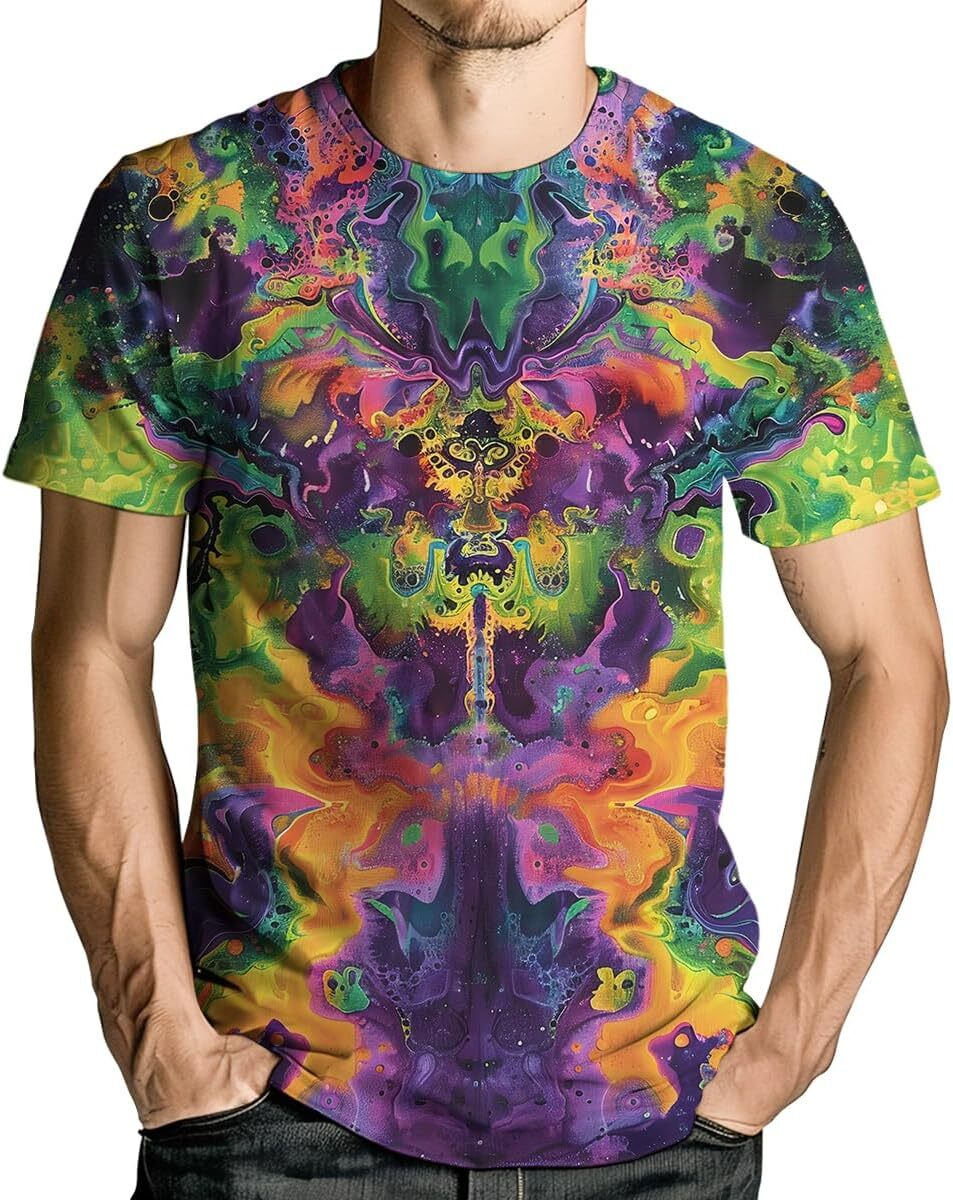 Mens T shirt Psychedelic Tie Dye Shirt for Men Women Graphic Tees Unisex 3D Printed Short Sleeve Novelty Tops graphic tee Casual tops summer clothes T