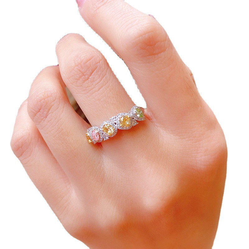 Free shipping designer for women moissanite ring colorful stone cz zircon dia rings jewelry gift wholesale size open ustable Free shipping