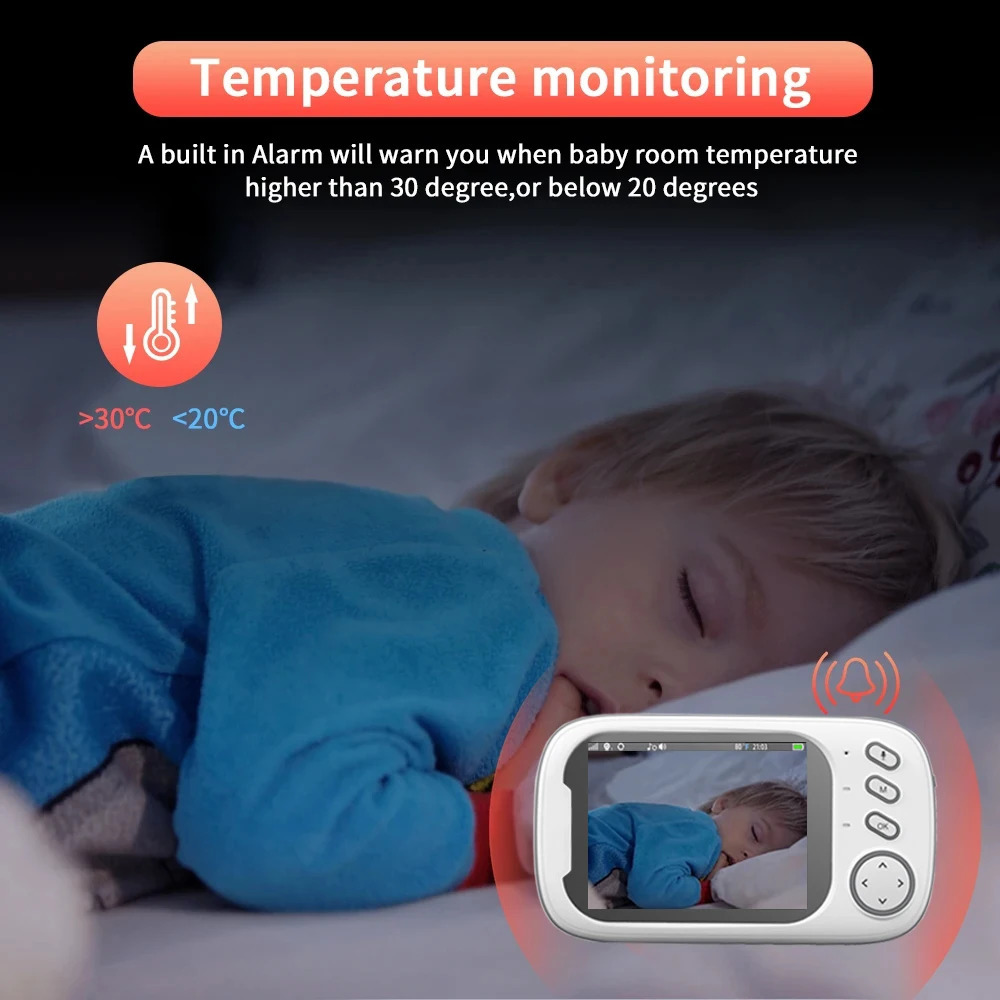 3.5-inch wireless video baby monitor night vision temperature monitor 2-channel audio call baby nanny safety camera 241019