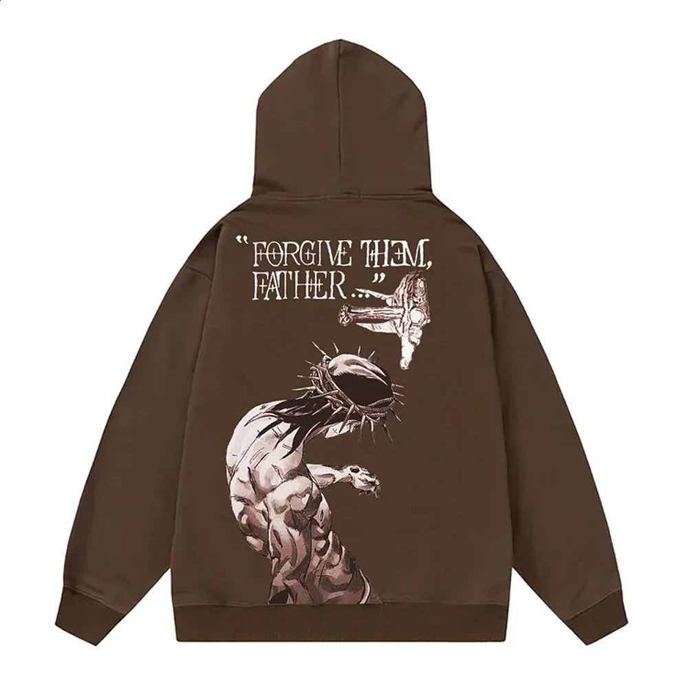 Mens Forgive Them Father Bible Verse printed hoodie FallWinter Adult Childrens street wear casual loose unisgender 241014