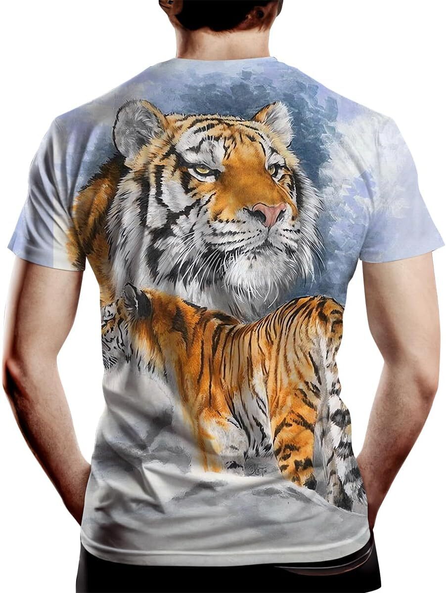 Mens T shirt Tiger Graphic T-Shirt Summer Fashion Tee Top Shirt for Men's tee Casual tops summer clothes Trendy Fashion
