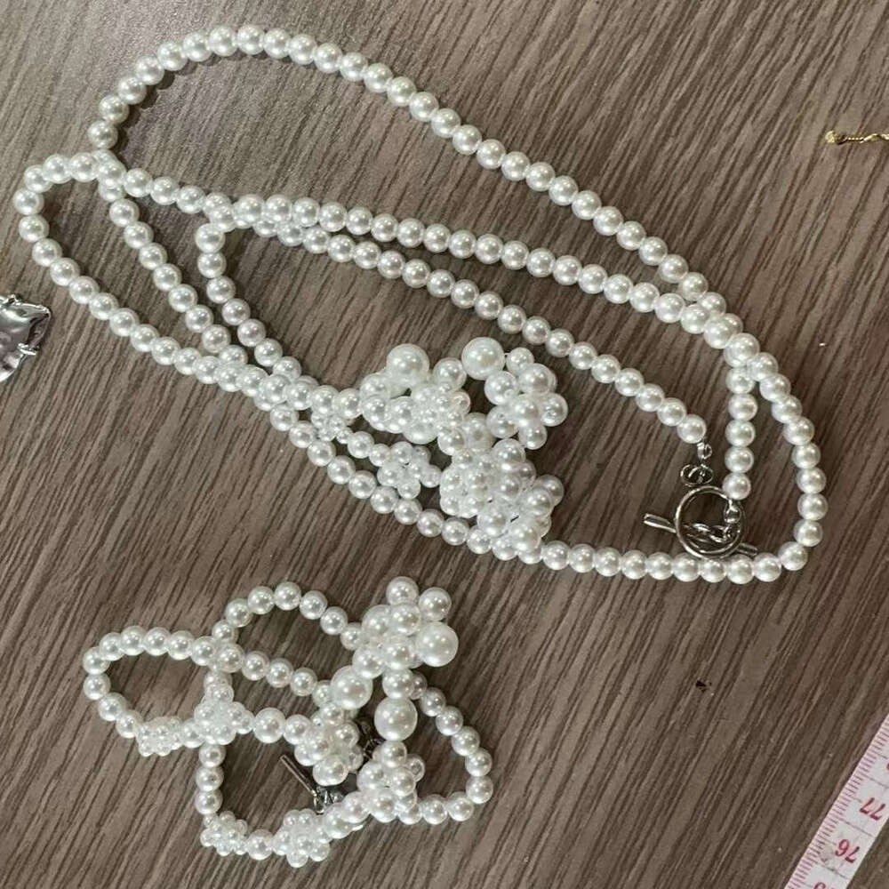 Niche Design 2ways Berry Necklace Extra Long and Elegant Glass Pearl Handmade OT Buckle Sweater Chain