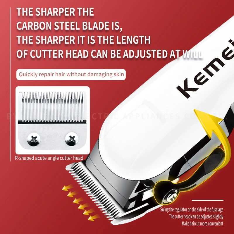 Kemei Professional Hair Clipper Adjustable Hair Trimmer for Men Electric Powerful Beard Rechargeable Hair Cutting Barber MachineXJ250624