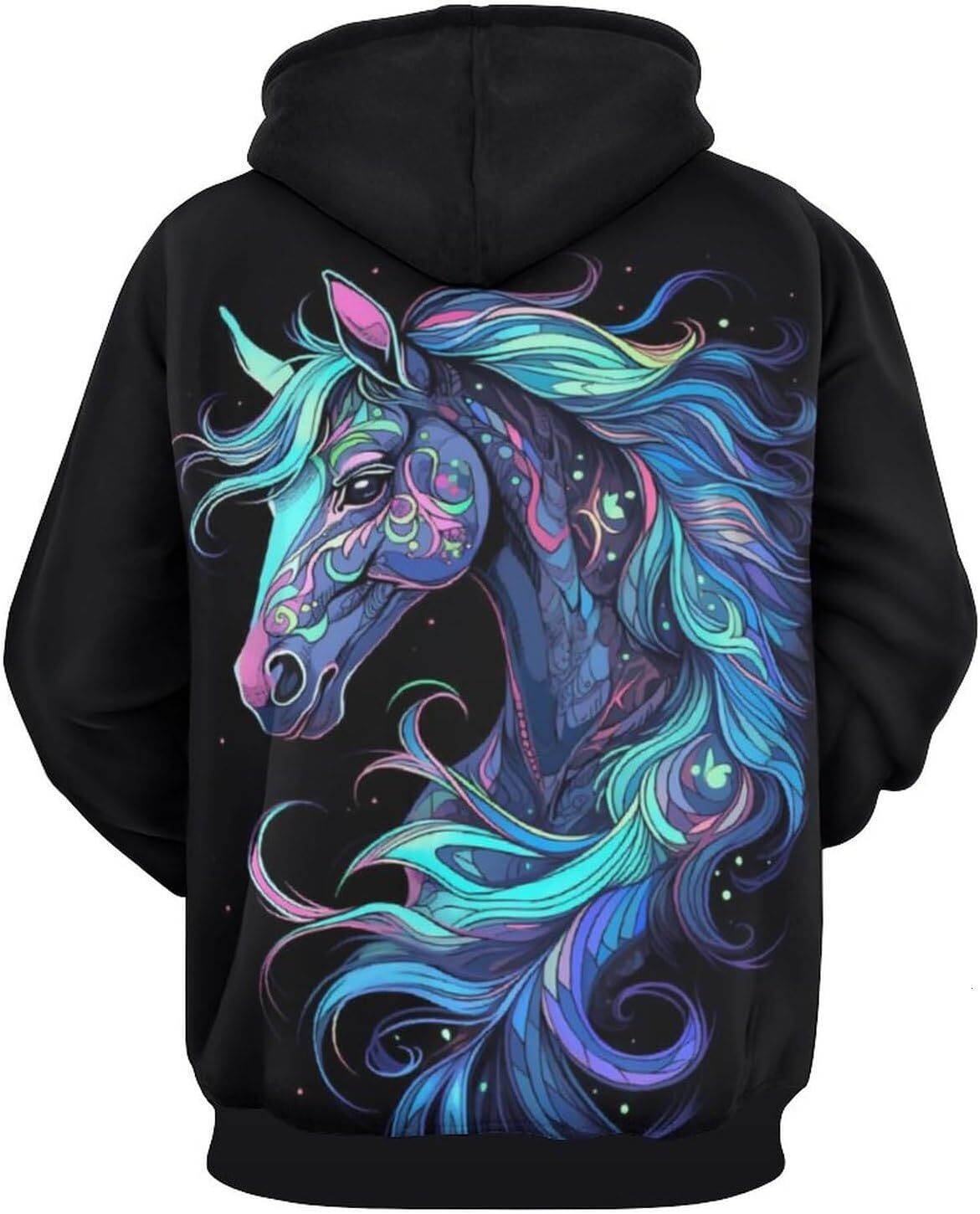 Hoodie for Mens Womens Cute Color White Horse Hoodie Funny Horse Racing Animal Lover Graphic Pullover Sweatshirt Hoodie Graphic Hoodies sweatshirt