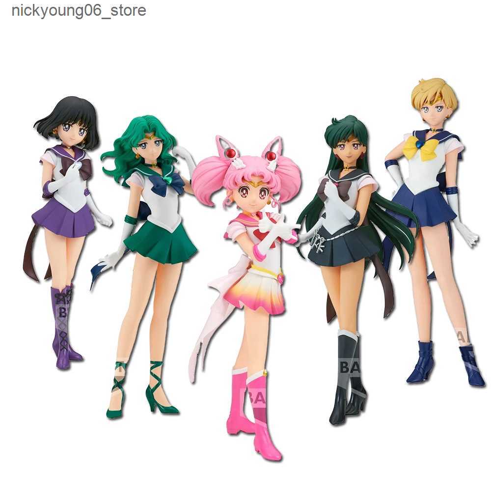 Cartoon Figures 23CM Anime SAILOR MOON Kaiou Michiru Figure GLITTER GLAMOURS Ver Tomoe Hotaru Model Toy Gift Tenoh Haruka Aciton Figure Doll L240910
