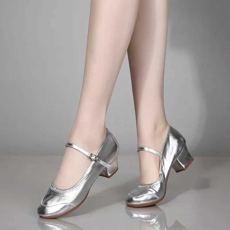 Womens Fashion Plus Size High Quality Lightweight Gold High Heels Ballet Shoes Womens Silver Buckle with Summer Shoes B99 Y241023