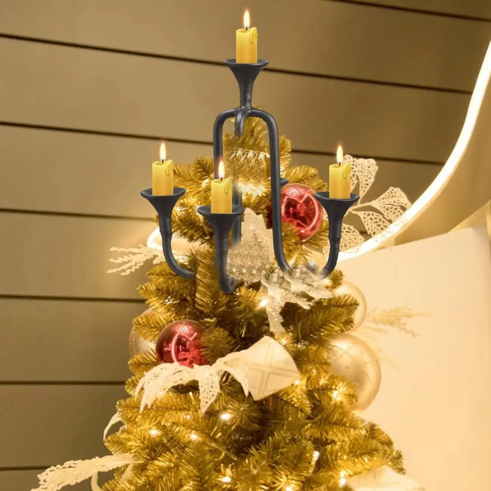 Candelabra Tree Topper Christmas Tree Topper Candle Holder Resin Candelabra Xmas Tree Topper Decorations For Holiday Decor 241015