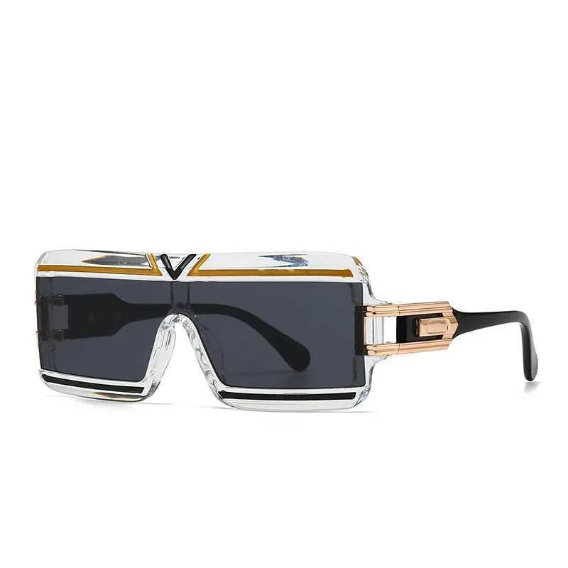 New modern retro flat top large frame mens sunglasses INS style street photography big brand ink women W241015