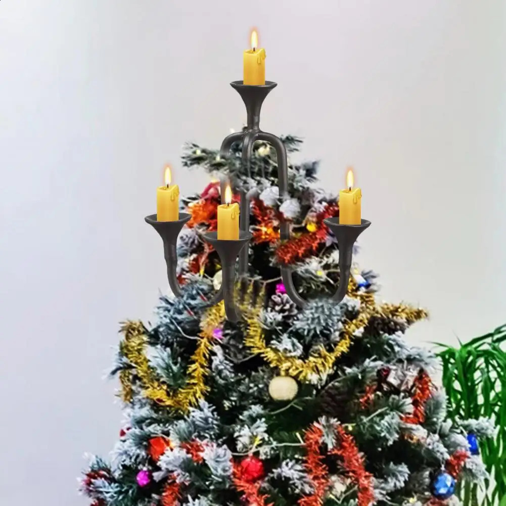 Candelabra Tree Topper Christmas Tree Topper Candle Holder Resin Candelabra Xmas Tree Topper Decorations For Holiday Decor 241015